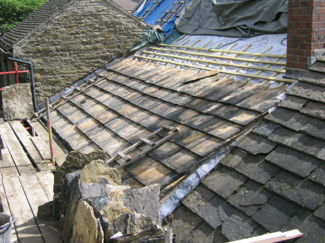 This is the bathroom roof that was reclaimed and turned over. As you can see there are still four rows left to do.